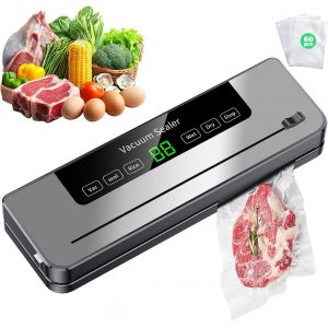 Machine Sous Vide Alimentaire, Avec 60 Sacs Sous Vide, Appareils de Mise Sous Vide Multifonction 5 en 1, Avec Mode Humide et sec pour Stockage de Fruits, L&eacute;gumes, Pain, Viande, etc. - Neuf