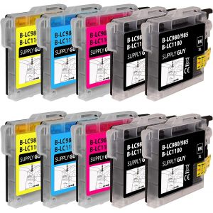10 Cartouches d'encre Compatible avec Brother LC-985 pour DCP-J125 DCP-J140w DCP-J315w DCP-J515w MFC-J220 MFC-J265w MFC-J410 MFC-J410 Series MFC-J415w - Neuf