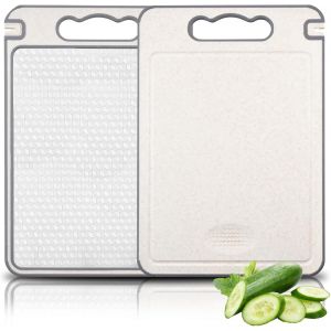 Kalanka-Planche À Découper Double Face En Acier Inoxydable, Paille De Blé Et Planche À Découper En Acier Inoxydable, Planche À Découper En Titane Pour La Cuisine, Facile À Nettoyer, Poignée En - Neuf