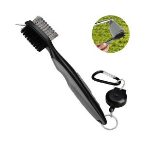 Brosse Rétractable Pour Clubs De Golf Avec Deux Têtes Et Mousqueton ¿ Nettoyant Essentiel Pour Clubs, Chariots Et Chaussures ¿ Design Ergonomique, 19 Cm - Neuf