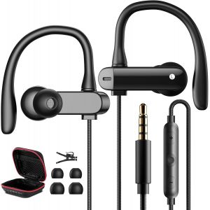 KALPO-Écouteurs Avec Câble Pour Samsung A25 A23 A15 A14 A13 A05S,Écouteurs Intra-Auriculaires Avec Pr Jack 3,5 Mm,Crochet Auriculaire,Microphone Enc,Pour Xiaomi Note 13 12 Pro 11S 10 Moto G54 - Neuf