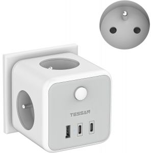 Multiprise Murale Française 3 Sortie Ac Et 3 Ports Usb, 6 En 1 Prise Multiple Avec Interrupteur, Adaptateur Secteur 2500W, Prise É - Neuf