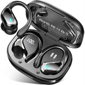 Ecouteurs Bluetooth sans Fil Sport, 75Hrs &Eacute;couteurs Bluetooth 5.4 avec St&eacute;r&eacute;o HiFi 3D, 4 ENC R&eacute;duction de Bruit Mic Oreillette sans Fil USB-C Charge, &Eacute;tanches IP7 Casque Running LED pour Android/iOS - Neuf