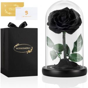 Rose Eternelle sous Cloche, Fleur Eternelle Cadeau, Rose Eternel Noire,Id&eacute;e Boite Rose Cadeau pour Femme,Saint-Valentin,Anniversaire,F&ecirc;te des M&egrave;res,M&egrave;res,Amie,Grand Mere - Neuf