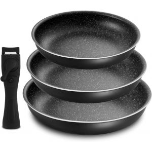 Subzonal-Set De 3 Po&ecirc;les 20/24/28 Cm Batterie De Cuisine Antiadhesive - Po&ecirc;le Grill Viande Avec Poign&eacute;e D&eacute;tachable Tout Feux Dont Induction - Neuf