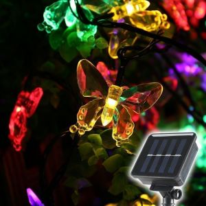 Aiou-Guirlande Lumineuse Solaire De Jardin Papillon,10m 50led Étanche Guirlande Lumineuse Décoration Pour Extérieur Et Intérieur Clôture,Pelouse,Patio,Fête D'été,Noël,Vacances - Neuf