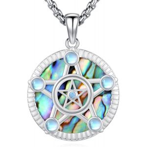 Kales-Collier Pentagramme Triple Collier Déesse Lune Argent 925 Pendentif Hécate Pendentif Soleil Et Lune Bijoux Cadeaux Spirituels Amulette Wiccan Pagan Talisman Pour Hommes Femmes - Neuf