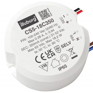 HuaTec Transformateur LED 350mA 1,4W 3W 12W 18W &Eacute;tanche IP65 Courant Constant pour Lampe de LED Bloc d'Alimentation Driver LED (18W) - Neuf