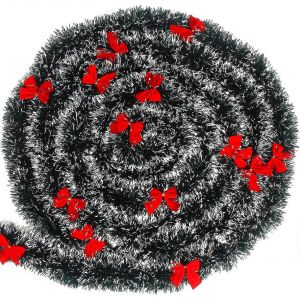 No&euml;l Guirlande,10m Vert Fonc&eacute; De No&euml;l, De Guirlandes De D&eacute;corations Avec Noeud Rouge Pour D&eacute;coration D'arbre De No&euml;l - Neuf