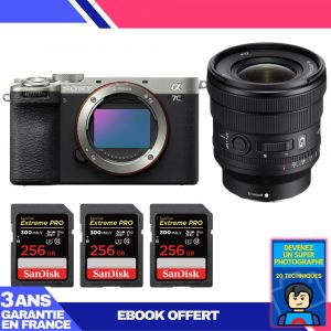 Boitier Sony A7C II Silver + FE PZ 16-35mm f/4 G + 3 SanDisk 256GB Extreme PRO UHS-II SDXC 300 MB/s + Ebook 'Devenez Un Super Photographe - Neuf