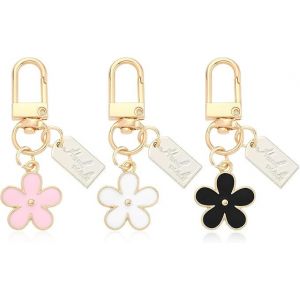 3 Esthétique de la Fleur en Forme de porte-clés pour Femme, Mini porte-Clés pour Sac à dos, Sac à main, Accessoires pour les Femmes et les Filles, Rose. - Neuf