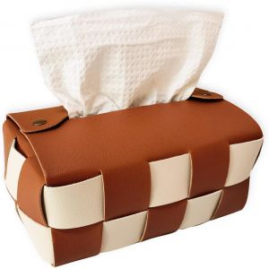 Rectangulaire Cuir Tissu Couvercle De La Boîte (Brun), D'un Élégant Motif En Damier Pour Salon, Tablette Décorative, Comptoir De Salle De Bains, Table De Chevet, Bureau - Neuf