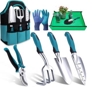 LETNERNY-Kit À Outils De Jardinage, 7 Pièces Outil Jardinage, Ensemble Cadeau De Jardin Résistant À La Rouille Avec Un Fourre-Tout De Rangement Durable, Cadeaux De Jardinage Idéaux Pour Femmes Et Hom - Neuf