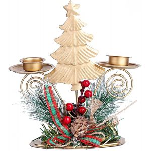 Bougies de Noël Bougeoir mural Bougeoir à vent en fer doré Arrangement décoratif pour Noël Décoration artisanale en métal Décorations de Noël pour terrasse - Neuf