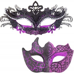 Masques De Bal Masqu&eacute; Pour Couples-Masque V&eacute;nitien En Filigrane En M&eacute;tal Brillant Et Strass Pour Homme Pour Mardi Gras.[J320] - Neuf