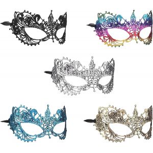 5pcs Masque De Mascarade Pour Femme,Masque V&eacute;nitien En Dentelle Myst&eacute;rieux Pour D&eacute;guisements De Mardi Gras Bals Masqu&eacute;s Carnavals Halloween - Neuf