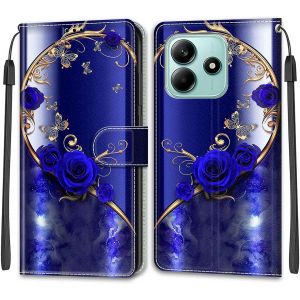 Kal-Coque Pour Xiaomi Redmi Note 14 5g, Fermeture Magnétique Pochette Protection Etui Housse Avec Fentes Pour Cartes Pu Étui Compatible Xiaomi Redmi Note 14 5g Rose Bleue - Neuf