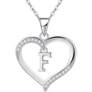 Kalanka-Pour Femme En Argent Lettre Initiale A-Z Coeur Collier Personnalisé Prénom Initial Collier Bijoux Femme Argent Cadeau Pour Anniversaire Fête Des Mères Saint Valentin - Neuf
