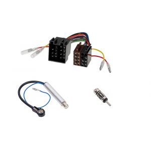 A218-Kit voiture de montage encastré Adaptateur de câble d'autoradio-VW SEAT SKODA Opel-Borne 15 + 30 enfichable Rallonge-2 x DIN ISO Antenne Adaptateur - Neuf