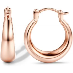 Kal-Boucles D`Oreilles Créoles En Or Pour Femme Épaisses Plaquées Or 18 Carats Créoles Hypoallergéniques En Argent Boucles D`Oreilles Créoles En Or Léger Avec Poteau En Argent Pour Femme - Neuf