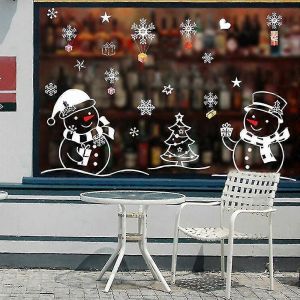 Bonhomme De Neige De Noël Amovible Maison Vinyle Fenêtre Murale Autocollants Décalcomanie Decor - Neuf