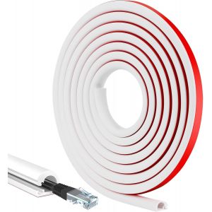 SUBZONAL-3 Mètres de Goulotte Passe Cables Auto-adhésif Cache Cable TV Mural Demi-Rond en PVC Souple Goulotte Electrique, Blanc Cache Cable Sol Hider pour la Protection, 14mm (W) x 10mm (H) - Neuf