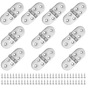 10 PCS Charni&egrave;re Inox et 60 Vis Charni&egrave;re Pliante Porte Placard en Acier Inoxydable Charni&egrave;re Flip Pliable 270&deg; Charni&egrave;res de Table Pliantes pour Armoires, Portes, Fen&ecirc;tres, Chaises, Tables - Neuf