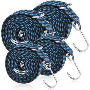 CHECARZHN--NO1-Tendeurs Elastique Avec Crochets,Tendeur Elastique,Corde Élastique Pour Bagages,4 Pièces Corde À Bagages À Sangles Élastiques,Sandow Reglable Elastique Avec Crochet Métal - Neuf