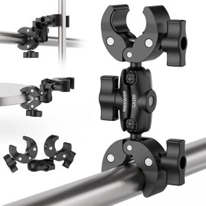 NEEWER Double Super Clamp avec Magic Arm, Support de Serrage pour Poteau Parapluie Drapeau 360 pour Bureau Studio Photographique Statif R&eacute;flecteur Scrim Traverse Guidon Moto Poussette Chaise CA160 - Neuf