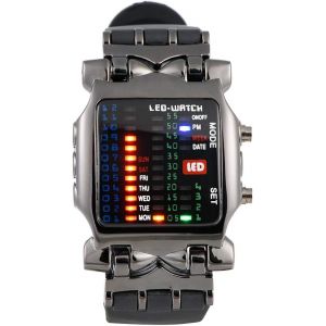 Eryi-Montre Led Électronique Mâle Femelle, Montre-Bracelet Carrée, Montre-Bracelet Avec Fonction De Date Avec Bracelet En Pu, Bracelet Réglable, Étanche Quotidien, Sangle, Sangle, Sangle, Sangle - Neuf