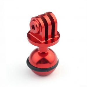 Adaptateur en aluminium pour camera d'action de plongee, support a rotule de 1 pouce pour eclairage (rouge) - Neuf