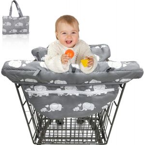 Protege Caddie Pour Bebe Et Couverture De Chaise Haute 2 En 1 Supermarch&eacute; Coussin Protege Chariot Bebe Portable Housse De Protection Pour Caddie Lavable En Machine - Neuf