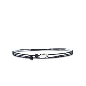 Eryi-Bracelet De Cheville Fin Pour Hommes Et Femmes Avec Fermoir Mousqueton Artisanal - Bijoux De Surfeur Maritime - Minimaliste En Tissu - 100% Étanche Et Réglable (Noir Argent) - Neuf