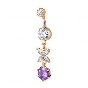 Piercing De Nombril Avec Pendentif Papillon Tendance (Violet) - Neuf
