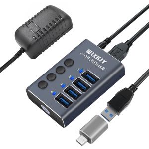NAERYUT-Usb 3.0-Hub Mit 36 ¿¿W (12 V/3 A) Netzteil,Aluminium-Usb 3.0-Daten-Hub Auf 4 Usb 3.0-Erweiterung,Kompatibel Mit Desktop-Pc,Macbook Pro/Air,Imac,Surface Pro Und Mehr Laptops - Neuf