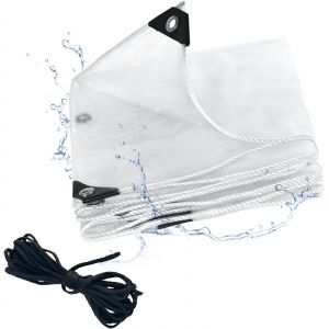ChenQuanSarl-Bâche, Pvc, Imperméable À L'Eau, Transparente, Avec ?illets, 0,35 Mm, Imperméable, Bâche, Pour Tonnelle, Balcon, Terrasse, Jardin, Toit Végétal, Utilisé (2 X 3 M) - Neuf