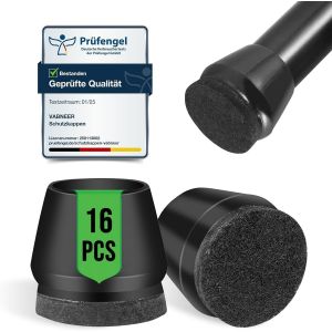 16 Pièces Protection Pied De Chaise,20-24mm Silicone Noir Embout De Chaise Avec Coussinets En Feutre,Rond Protege Pour Les Jambes - Neuf