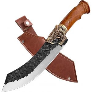 Oayew-Couteau &Agrave; D&eacute;sosser Japonais Couteau Viking Couteau Cuisine Chef Acier Carbon&eacute; Couteau De Boucher Professionnel Couteau Gyuto Emincer Viande Fruits L&eacute;gumes Avec Gaine Pour Barbecue Camping Cadea - Neuf