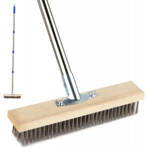 NouvelHorizonstore-Balai Brosse Metallique avec Manche 160cm, Nettoyeur de Terrasse Puissant avec Manche R&eacute;glable, Balai M&eacute;tallique 30 cm, Brosse de Jardin en Acier Inoxydable pour B&eacute;ton, Piscine (Ed - Neuf