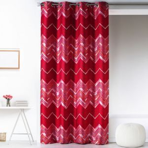 Rideau En Jacquard &Agrave; Motifs 'chevron' Rose Blush 140x260 Cm - Neuf