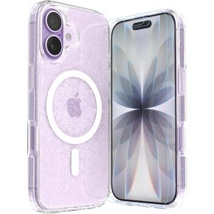 KALANKA-3 en 1 Coque pour iPhone 17 avec 2 Film de Protection Coque de Protection Antichoc Magn&eacute;tique Transparent pour iPhone 17 - Paillettes - Neuf