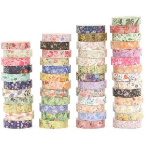 Mevronisshop-50 Rouleaux Fleur Washi Tape Set Ruban Adh&eacute;sif Papier Motifs Floraux D&eacute;coratif Maigre Masking Tape Pour Scrapbooking Artisanat De Bricolage - Neuf
