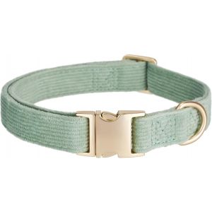 Eryi-Collier Pour Chien Ultra Doux En Velours Côtelé Naturel Fabriqué Pour Les Petits Chiens À Peau Sensible, Vert Sauge - Neuf