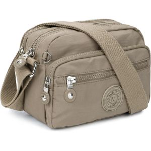 nzqaf-Petit Sac bandoulière Femme, Léger Sac Porté épaule Imperméable en Nylon Sac à Main Loisir avec Multi-poches et Bandoulière Réglable Sac Besace ete Zippé pour Femme Filles - Neuf