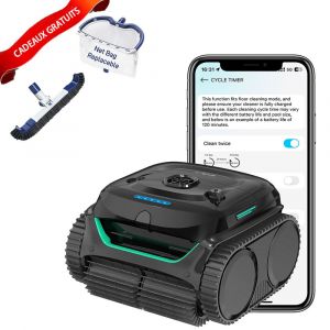 WYBOT C2 Robot de piscine(2025 NOUVEAU),nettoyage des parois et de la ligne de flottaison,double filtration de nettoyage,pour piscines creus&eacute;es jusqu'&agrave; 1614 pi&sup2;,avec t&ecirc;te de brosse et &eacute;cumoire - Neuf
