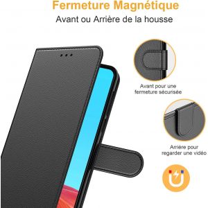 Cuir PU Protection Etui pour Samsung Galaxy A10, Plusieurs Couleurs Disponibles[Ranges Cartes],[Fonction Support],[Fermeture Magn&eacute;tique] pour(Galaxy A10 (6,20 Pouces), Noir) - Neuf