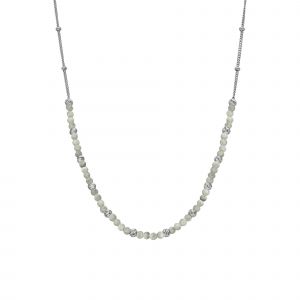 Collier Argent Dor&eacute; Perles Rhodi&eacute; Et Pierres Labradorite - Neuf