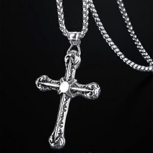 Collier Croix Tendance Homme Pendentif Personnalit&eacute; Titane Acier Etudiant Dominateur Hipster Street Hip-Hop Pendentif - Neuf