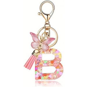 KAL-Lettre Porte-Clés Pour Fille Femme-Avec Initiale Rose Porte-Clés Fille Lettre Porte-Clés Papillon Sac Avec Initiale A-Z 26 Lettre Initiale Pendentif-Cadeau S?urs Amitié Fille Femme - Neuf
