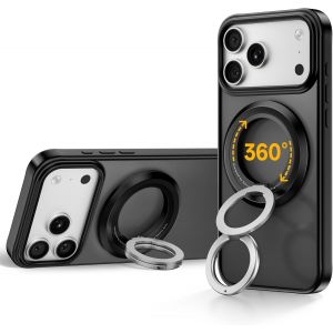 MEVRONISSHOP-Anneau de Support Magn&eacute;tique pour T&eacute;l&eacute;phone Portable MagSafe &iquest; Portable Poign&eacute;e T&eacute;l&eacute;phonique &agrave; Rotation 360&deg; avec Double Anneau Compatible iPhone 17/16/15/14/13/12 Pro Max - Neuf